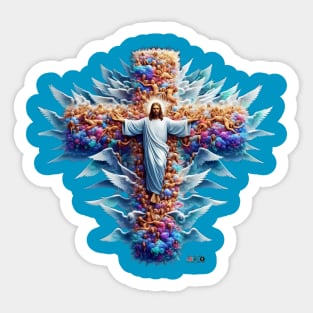 Cross of Angels and Faith by focusln Sticker